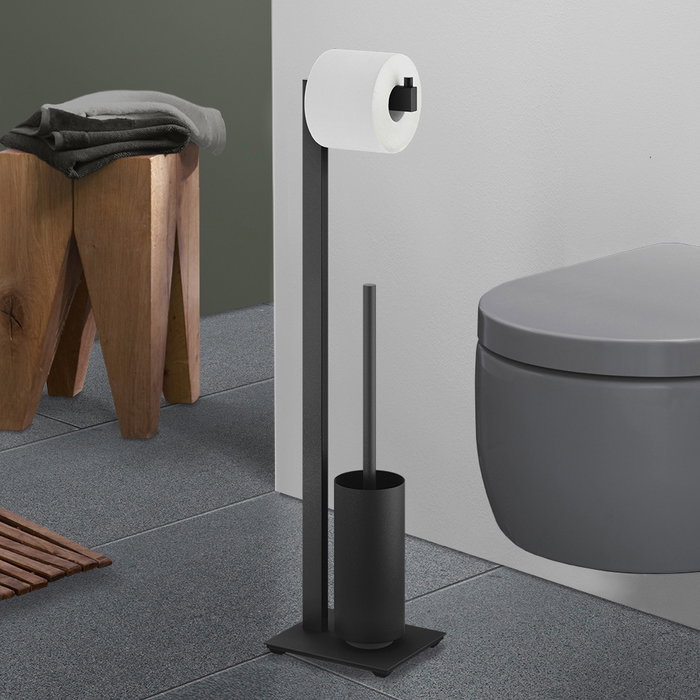 Zack Portarrollos Escobilla Negro Linea 15x18 cm H.72,5 cm